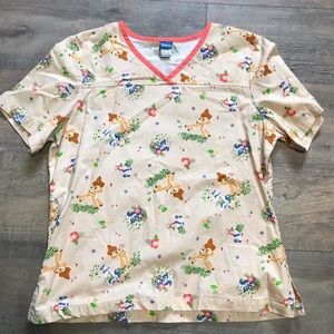 Disney Bambi scrub top size large